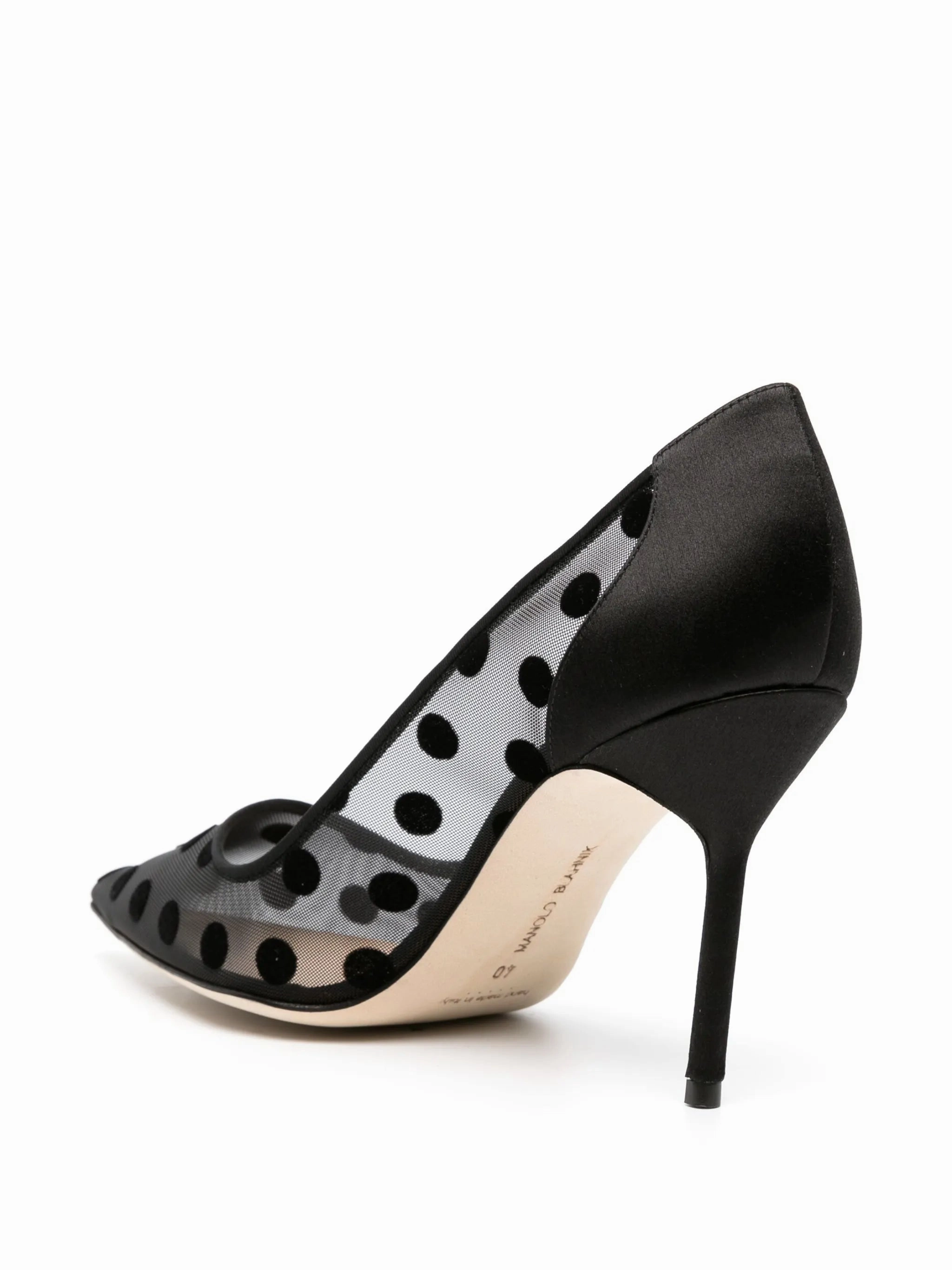High Heels Sizes 90mm polka-dot mesh pumps