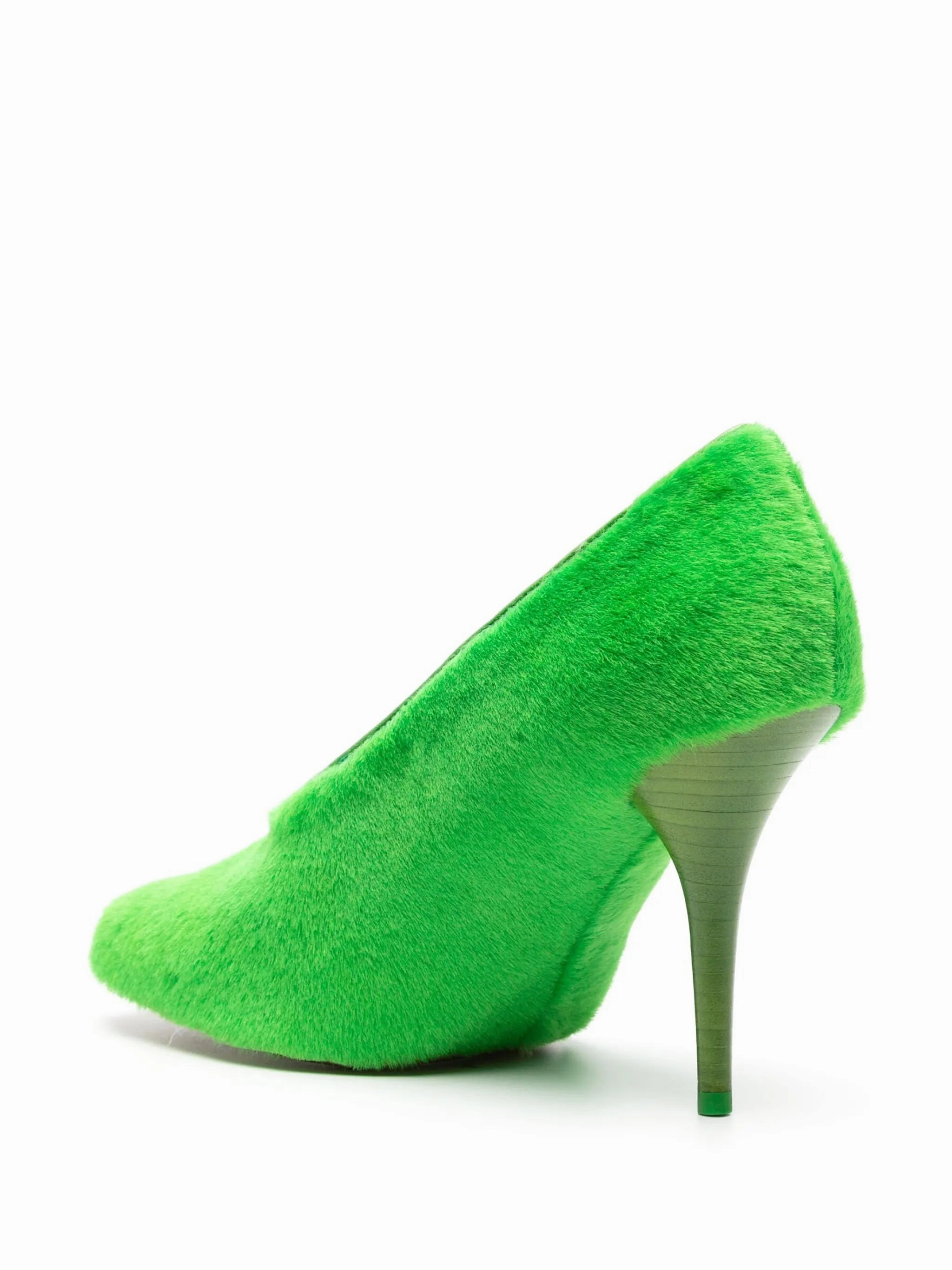 95mm square-toe shearling pumps Removable High Heel Shoes