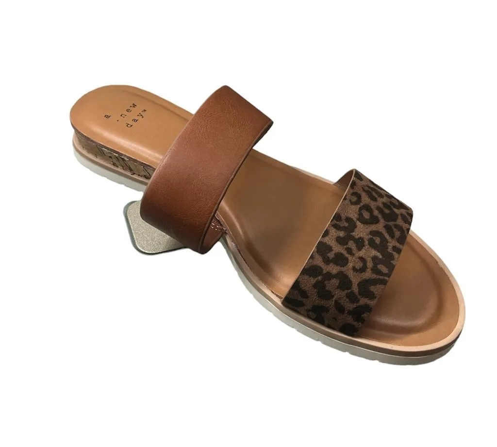 A New Day Coco Brown/Leopard Sandale Womens / Crossdresser / Sissy Mole Slippers Osrs