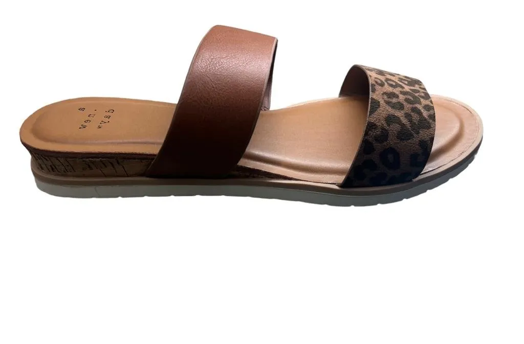 Merino Slippers A New Day Coco Brown/Leopard Sandale Womens / Crossdresser / Sissy