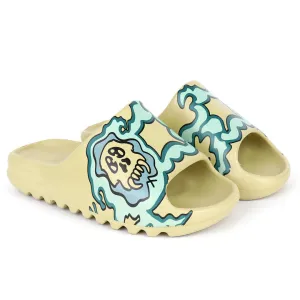 AD Yeezy Slides Green Fiery Skullie design Kaws Rubber Light Weight Padders Lydia Slippers