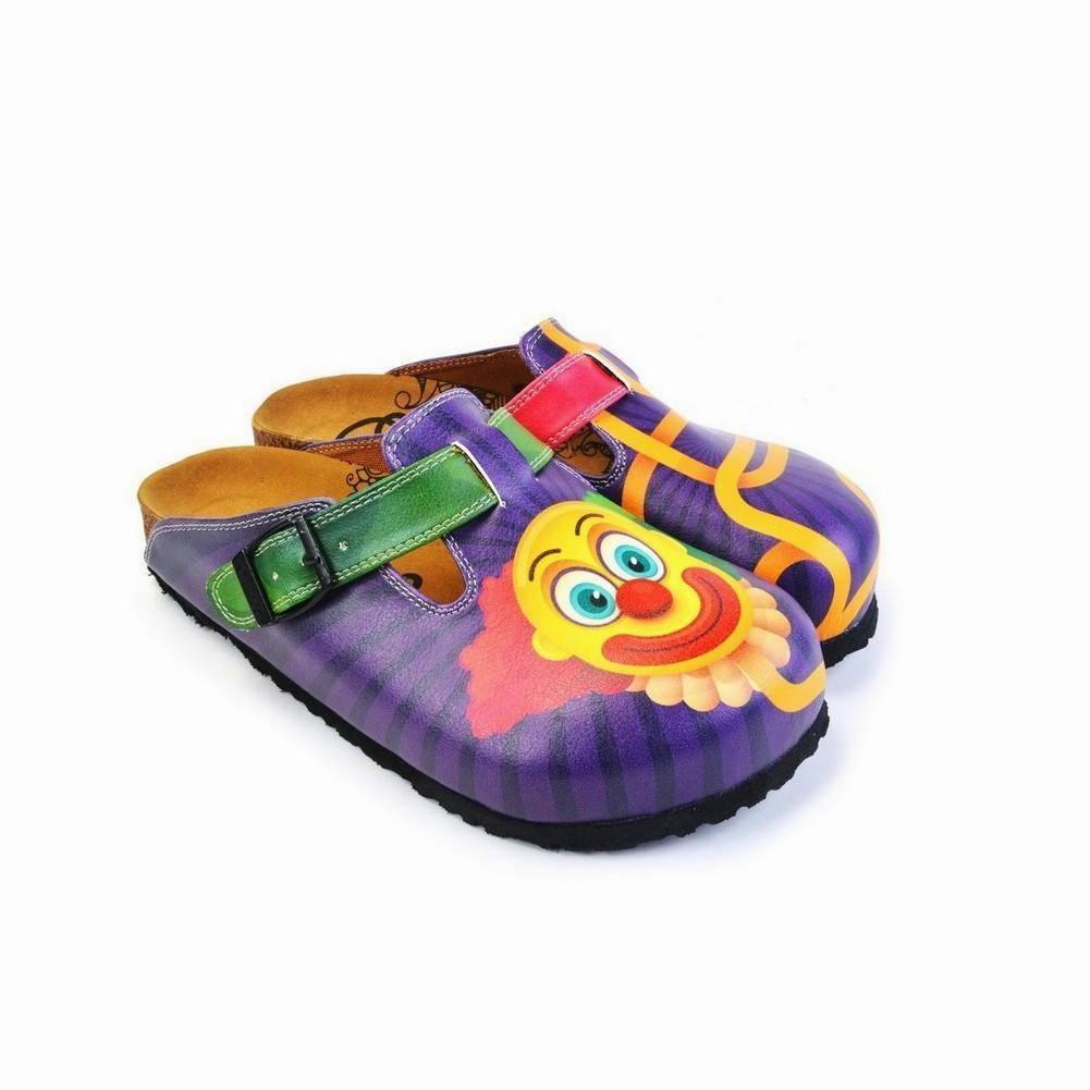 Decorating High Heels Simpleswears Com Green, Purple and Red Colored Patterned and Yellow Clown Patterned Clogs - WCAL365