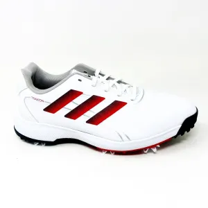 Adidas Traxion Lite Max White Black Red Mens Wide Waterproof Golf Shoes GV9674 Waterproof Slip On Deck Shoes