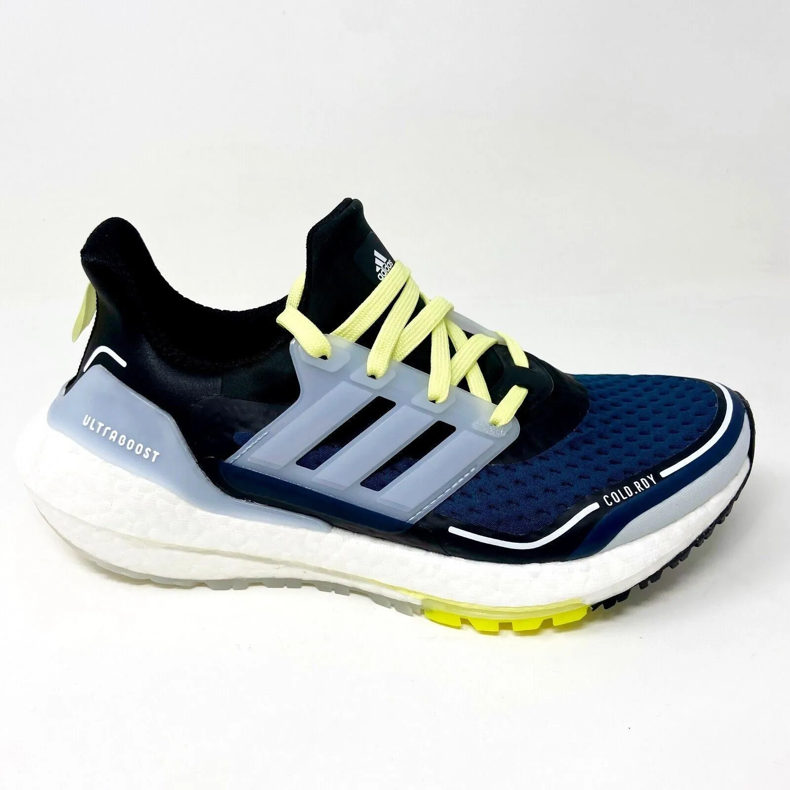 Best Shoes Walking Running Adidas Ultraboost 21 COLD.RDY Navy White Yellow Womens Running Shoes S23754