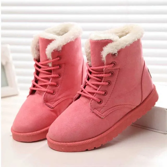 Boots Baker Women Boots Winter Warm Snow Boots Women Faux Suede Ankle Boots For Female Winter Shoes Botas Mujer Plush Shoes Woman WSH3132