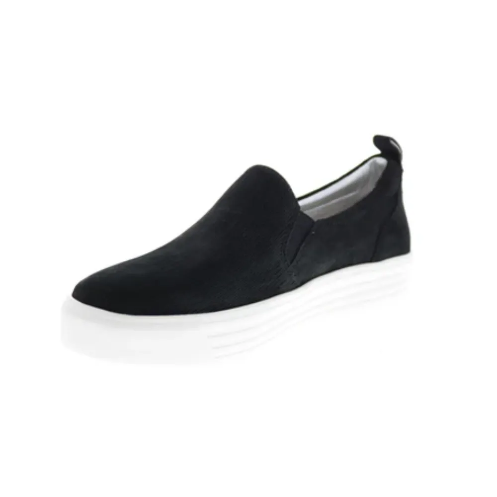 Best Sneakers For Flat Feet Earth Womens Rosewood Clove Leather Slip-on Shoes  Black
