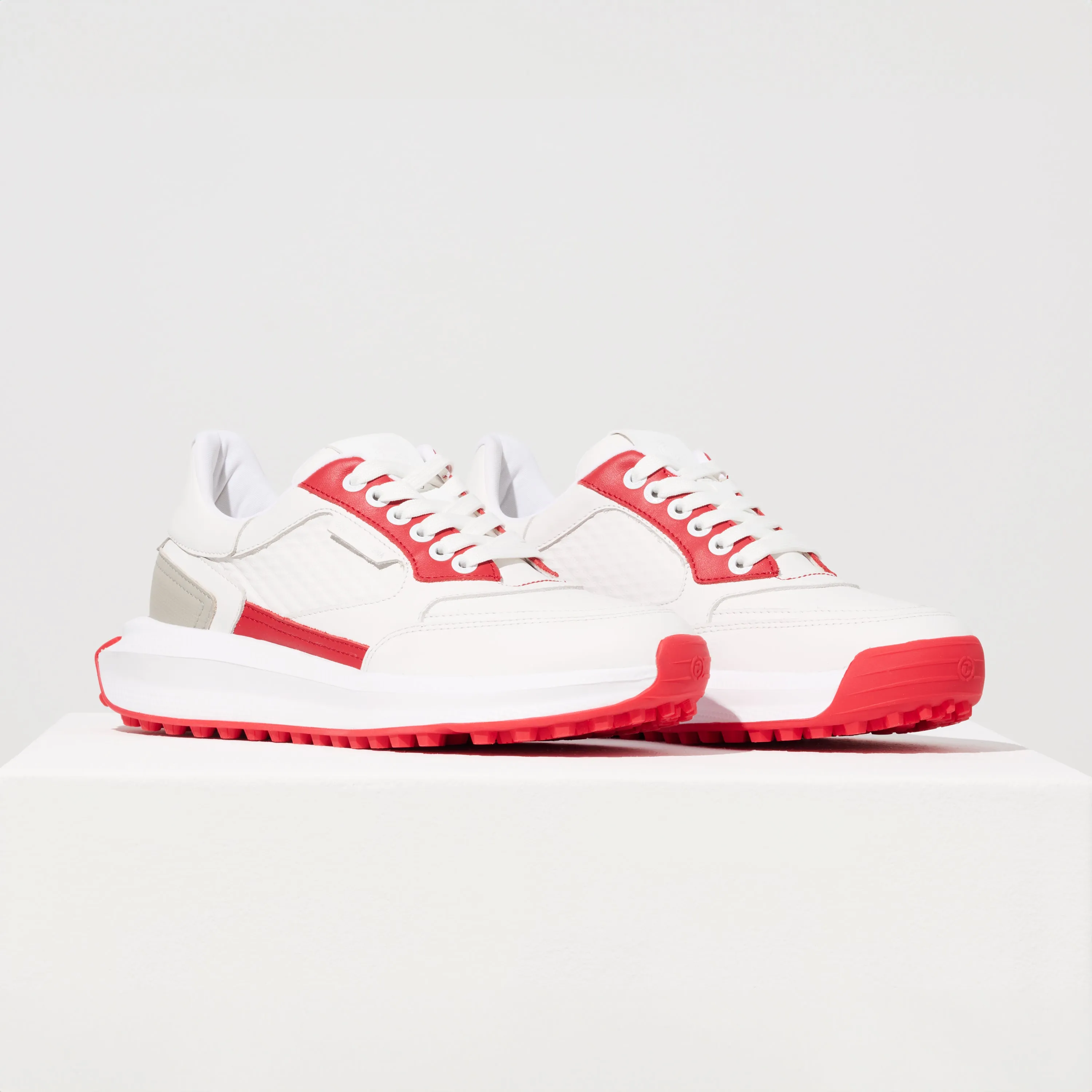 Alana  - White/Red Waterproof Spikes For Golf