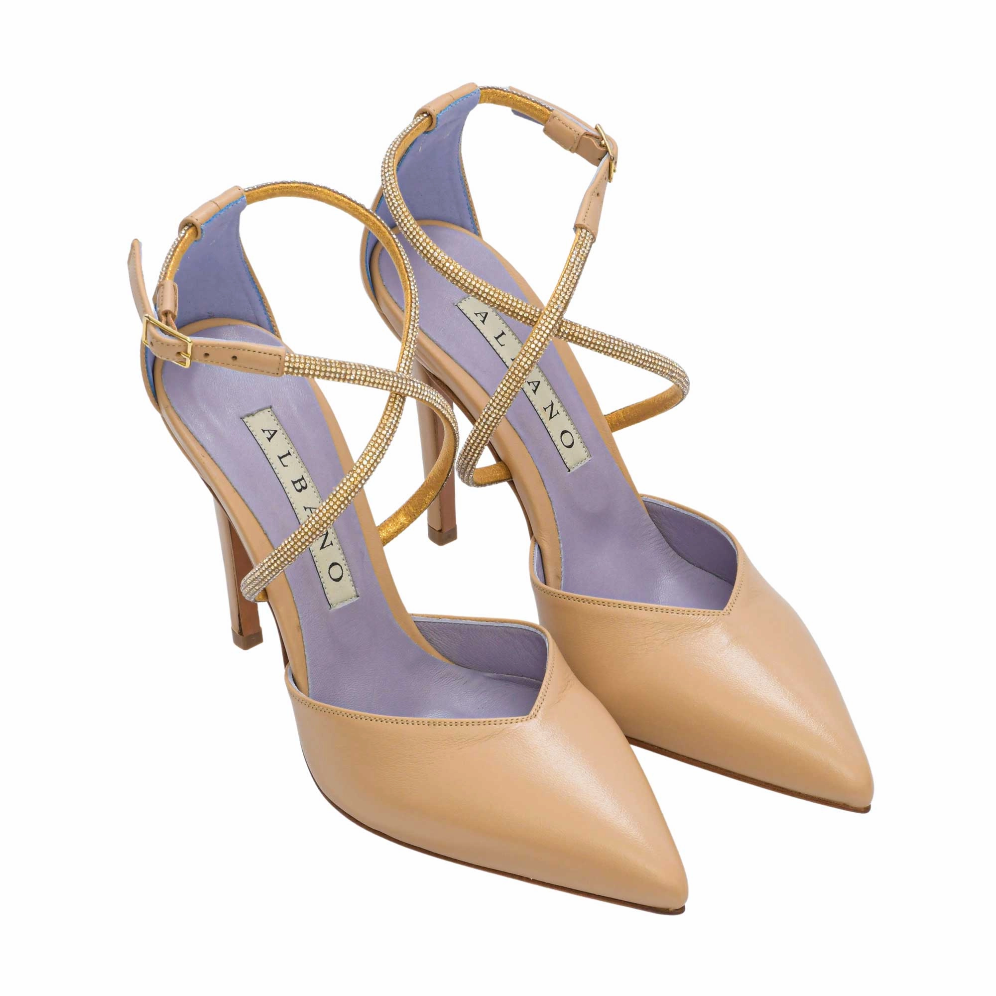 Slip Resistant Oxfords Albano Women's Beige Shoes Soft Leather with Strass