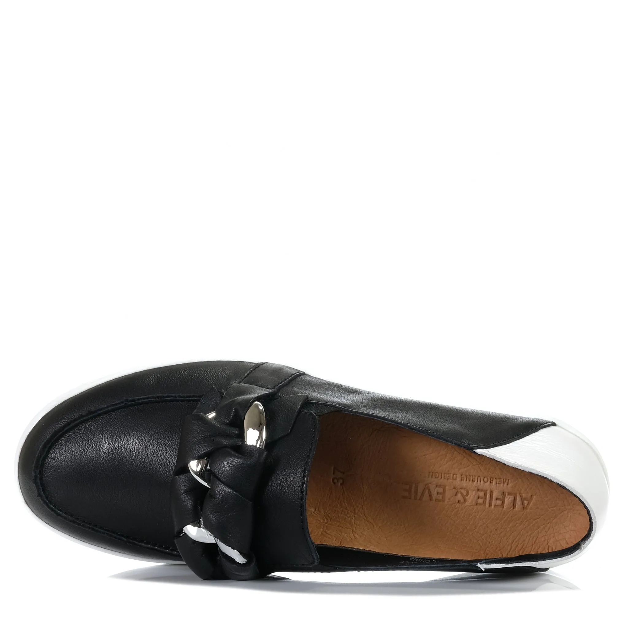Alfie & Evie Mafia Black Orthopedic Loafers In Breathable Leather