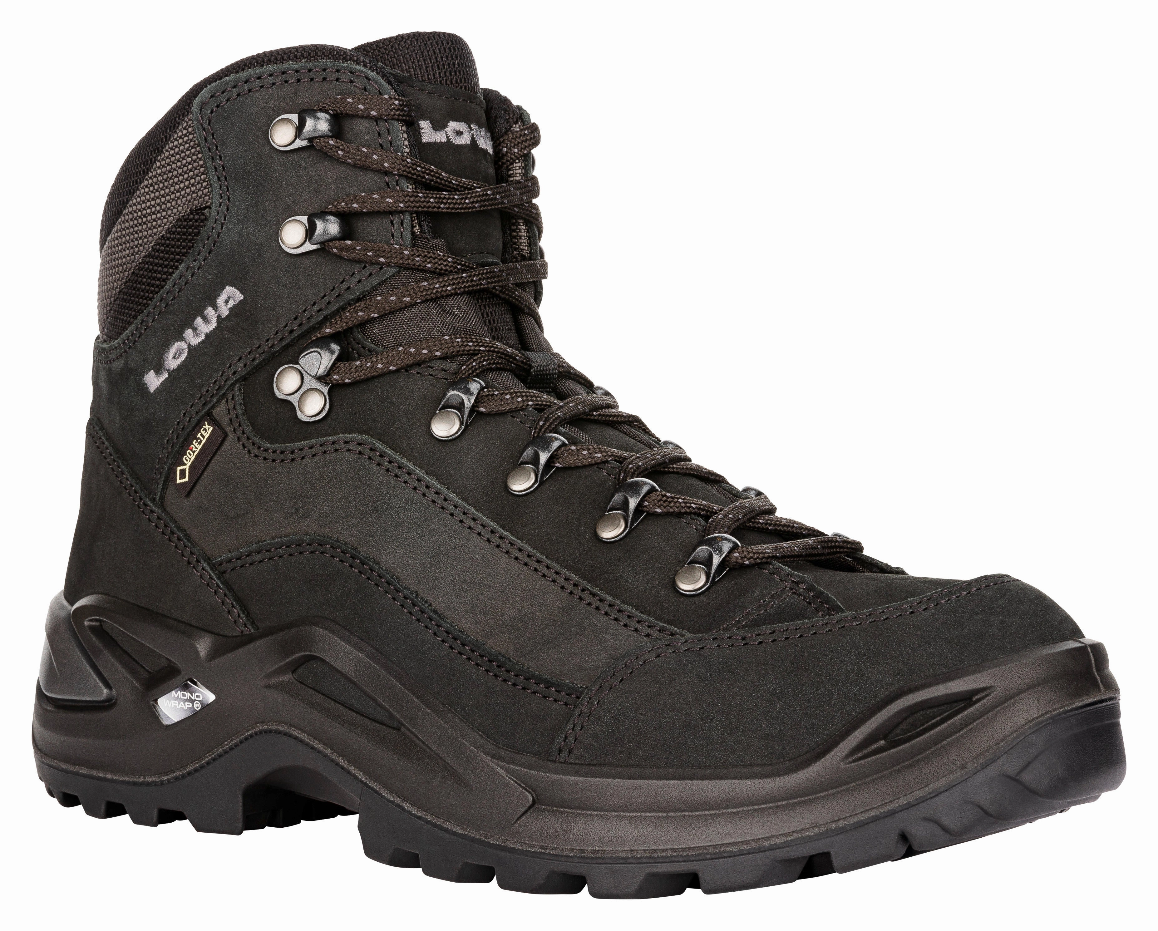 Low Leather Waterproof Hiking Shoes Lowa Men Black RENEGADE GTX MID