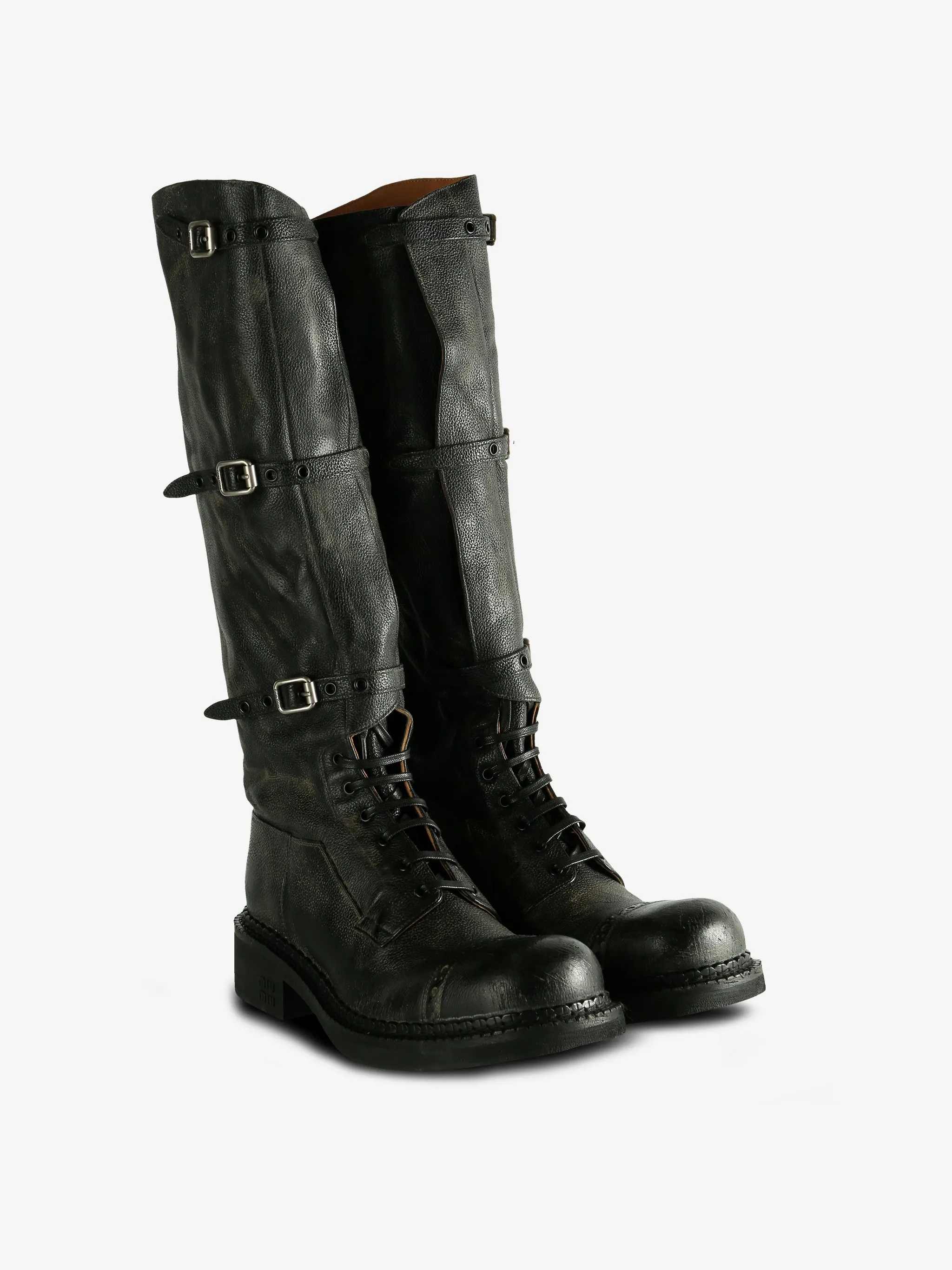 MIU MIU - Women Strapped Calf Boot Sparkly Knee High Boots
