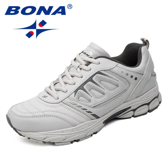 BONA New Style Men Running Shoes Ourdoor Jogging Trekking Sneakers Lace Up Athletic Shoes Comfortable Light Soft Free Shipping Running Shoes For Fast Running