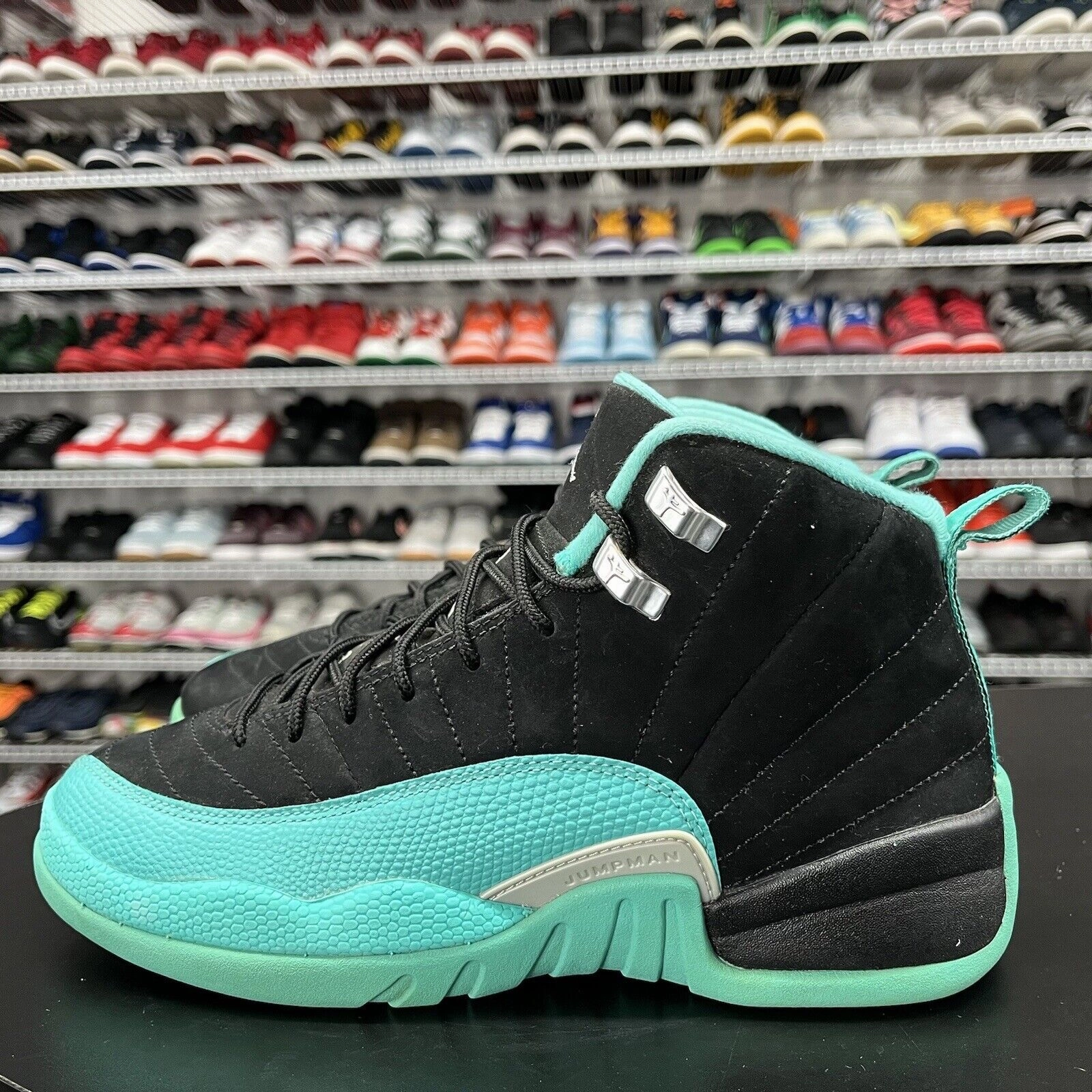 Nike Air Jordan 12 Shoes Retro Hyper Jade Black Sneakers 510815-017 Boys Size 7.5Y Nike Tanjun Running Shoes