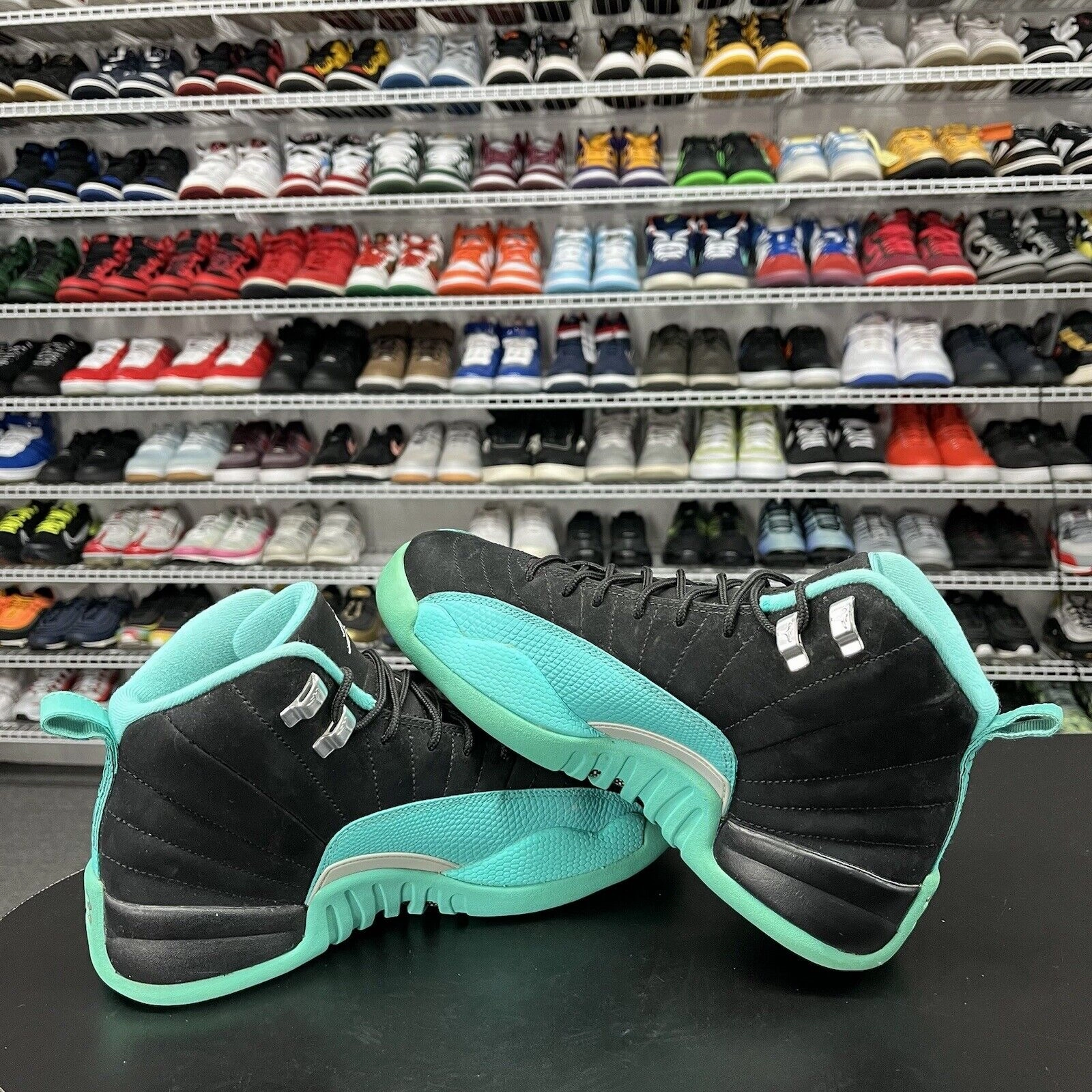 Dope Nike Shoes Nike Air Jordan 12 Shoes Retro Hyper Jade Black Sneakers 510815-017 Boys Size 7.5Y