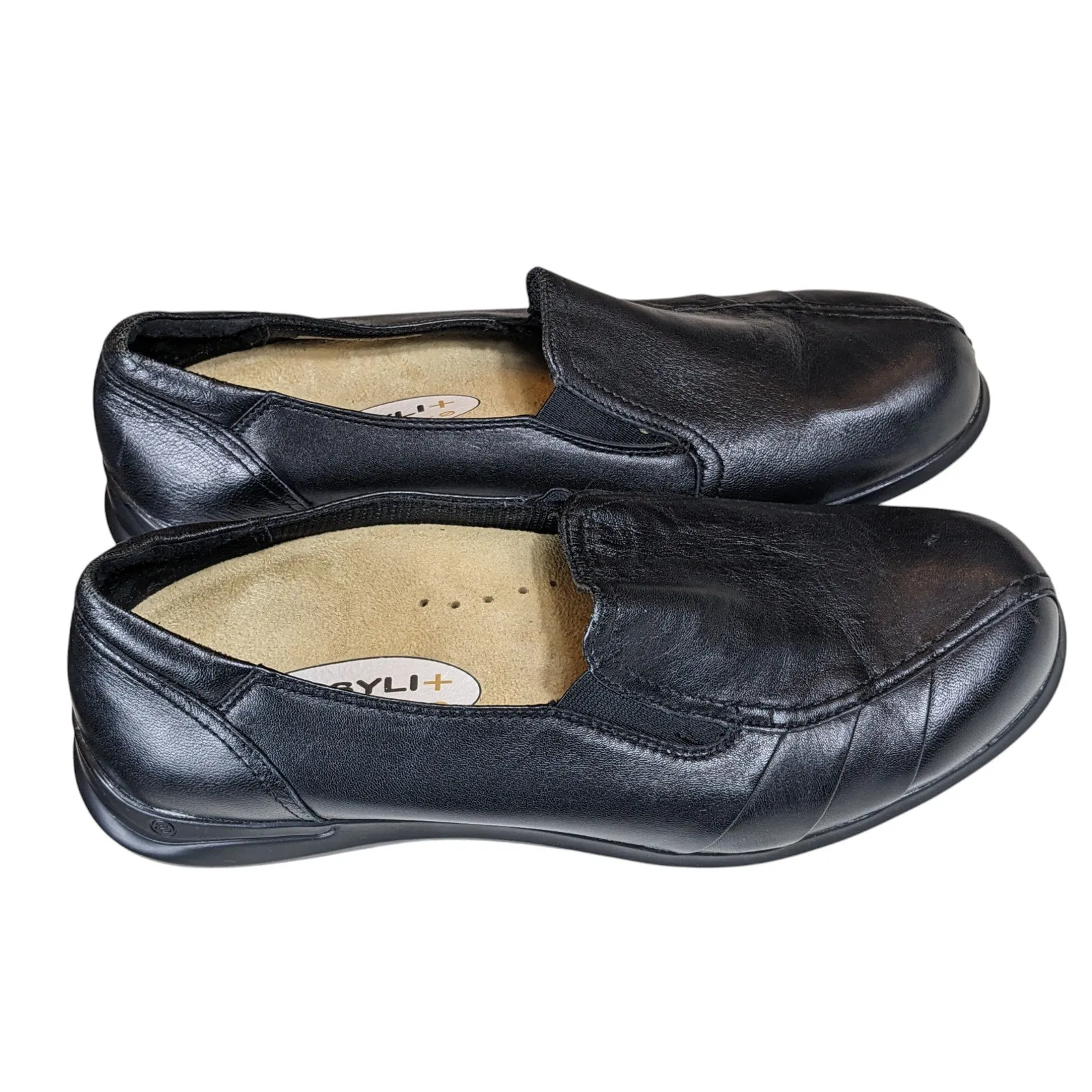 Aravon Shoes Womens Size 10 2E Black Leather Slip On Loafers Comfort WEF13BK Best Bit Loafers