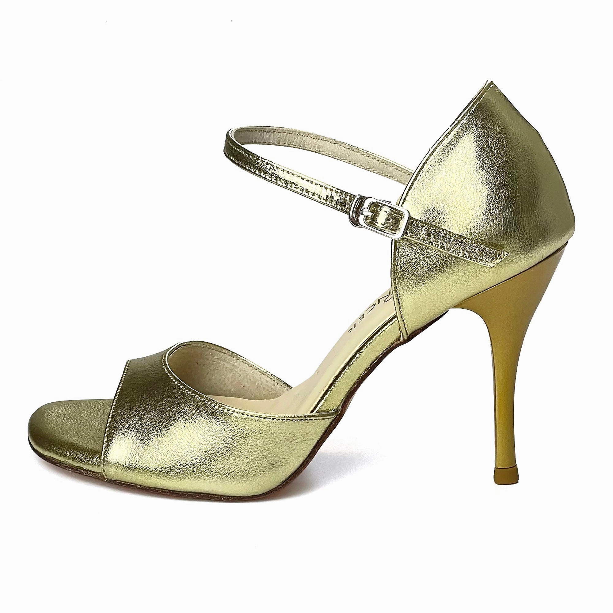 Argentine Tango Shoes Women High Heel Dance Sandals Leather Sole Gold Decorative High Heels