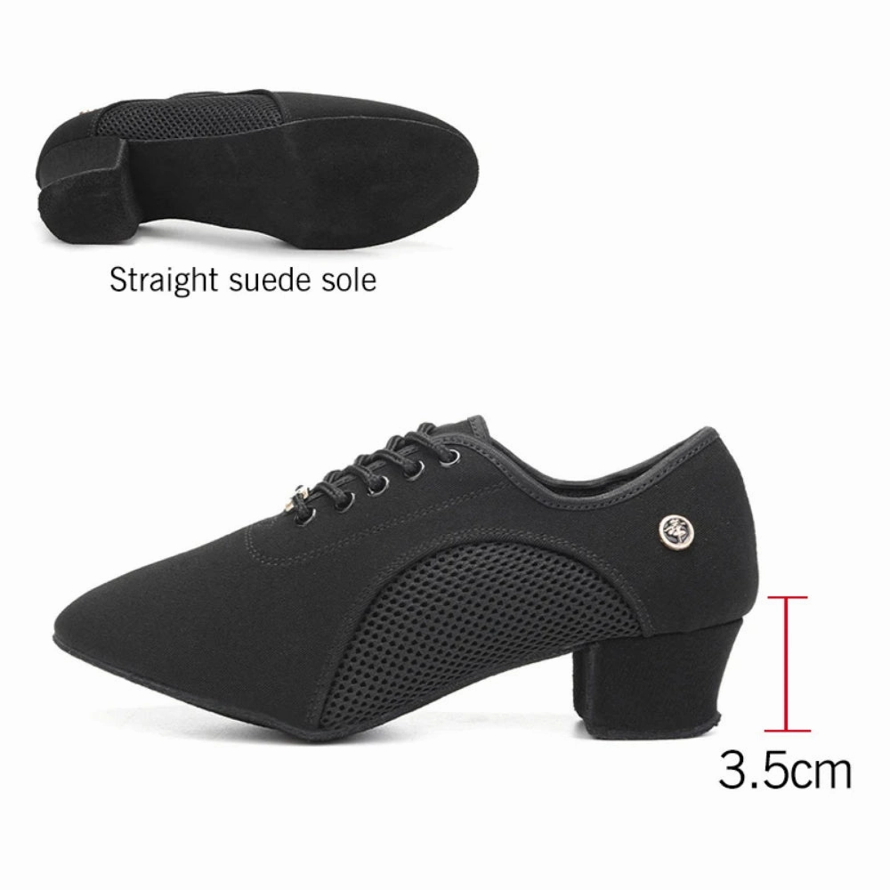 Ballroom Dance Shoes Women - Soft Sole Lace-Up Oxford Cloth & Mesh Upper Women Latin Dance Shoes with 3.5cm, 5cm Heels