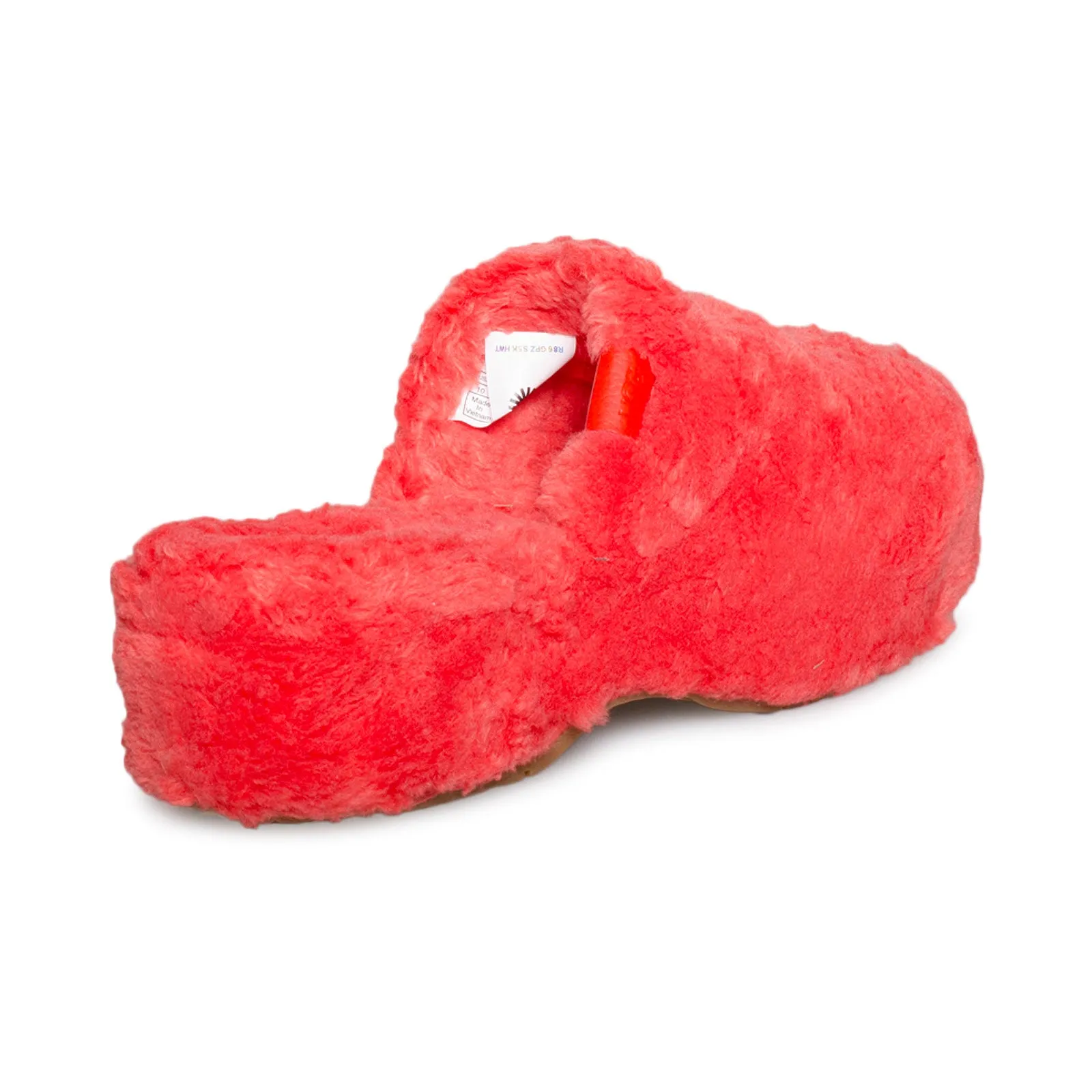 UGG Fuzz Sugar Clog Red Current Shoes - Women's Sheepskin Fluffy Slippers