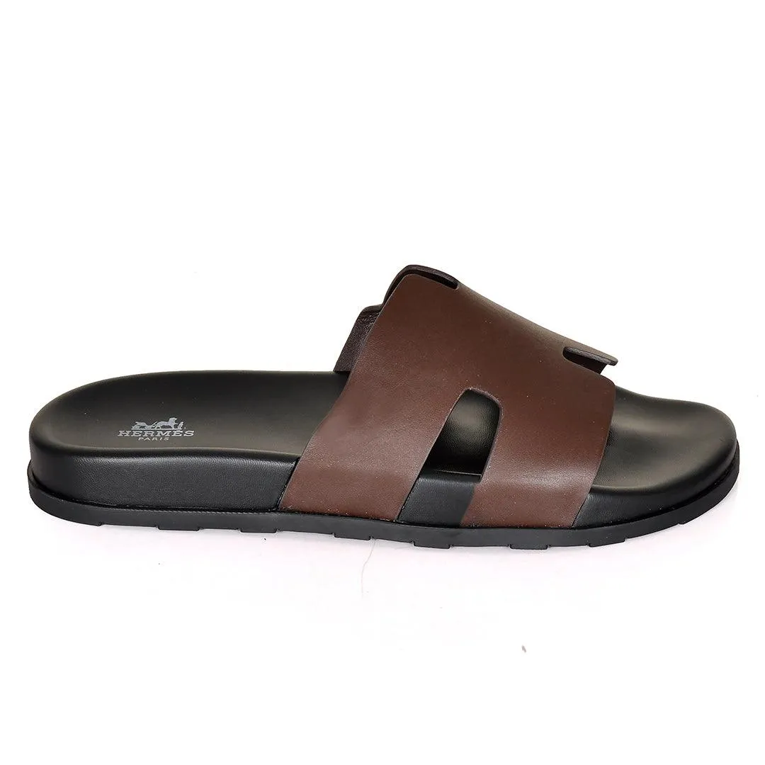 Nine West House Slippers Herm Paris Izmir Lightweight Plain Leather Slippers- Coffee