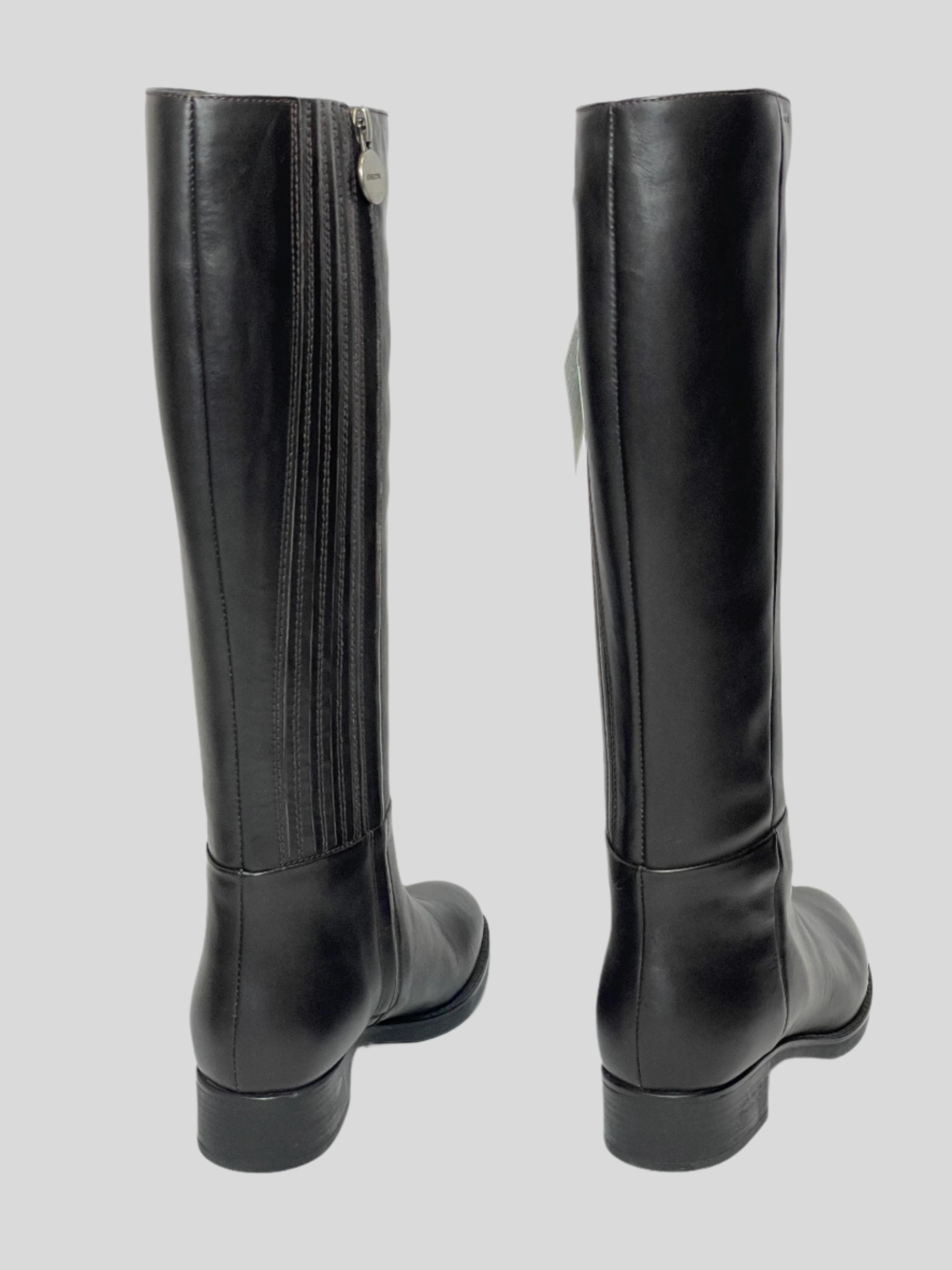 High Heels Thick Legs Felicity D Women's Leather Knee-High Boots With Heel