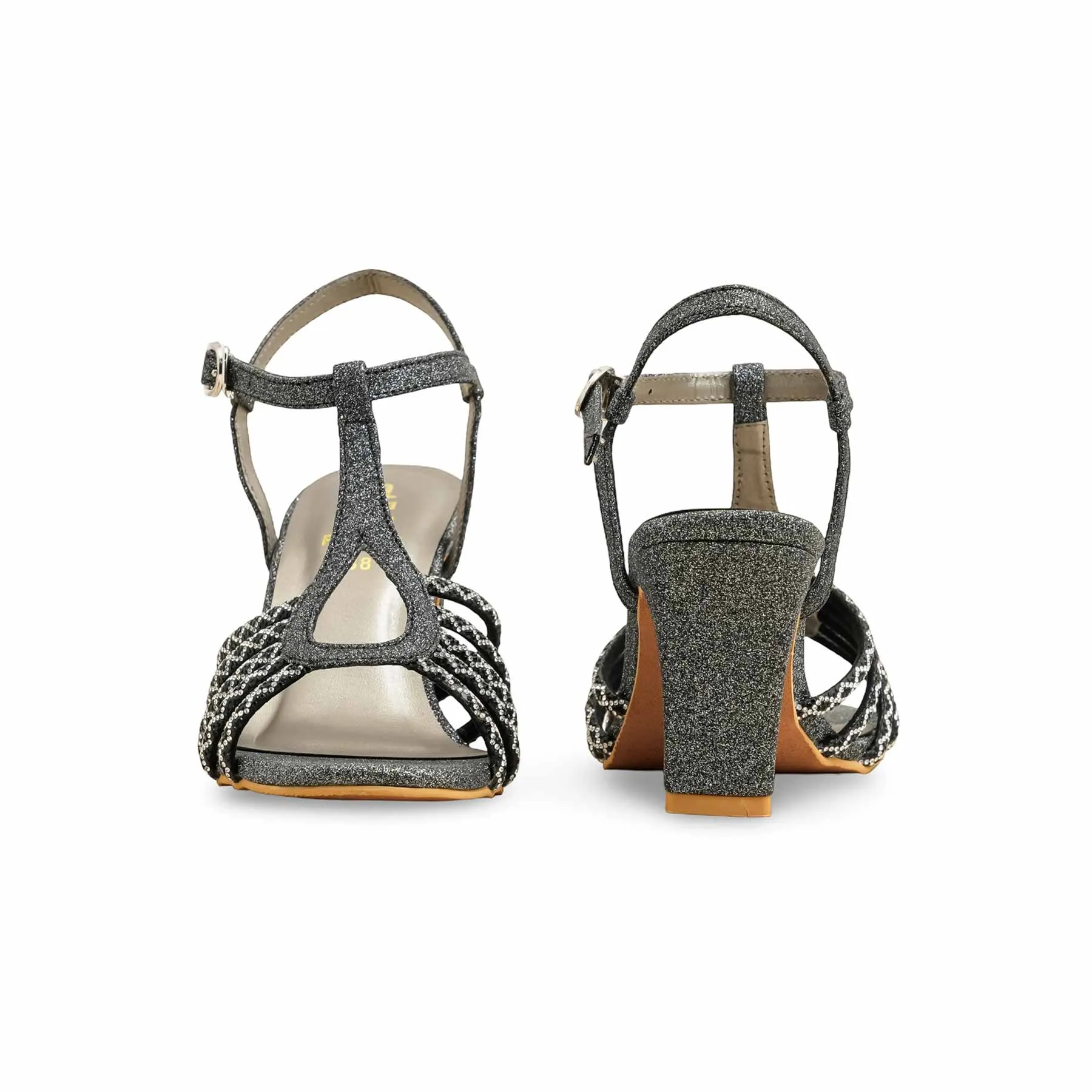 Black Fancy Sandal For Women FN6131 Silver Slippers Near Me