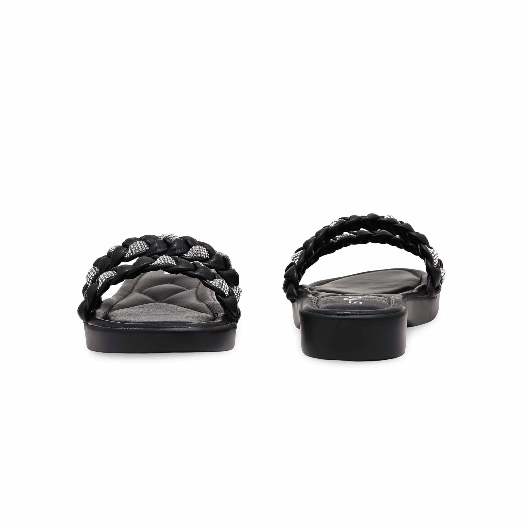 Wide Toe Slippers Black Formal Slipper PU0484