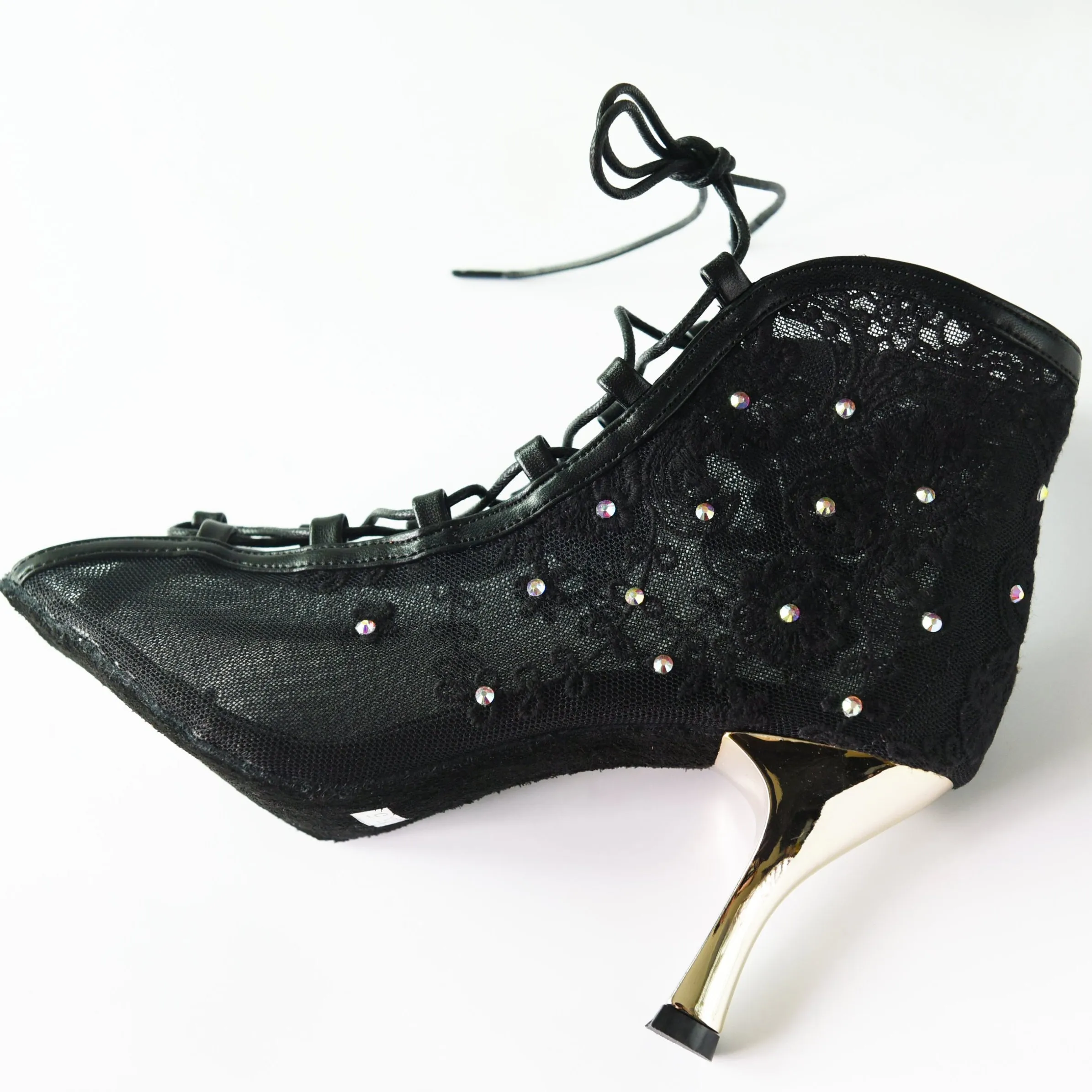 Black Rose Lace Up Dance Shoes Fashion Booties Mezcalero Boots