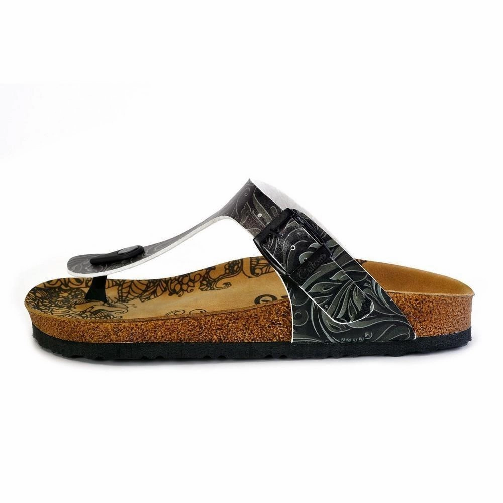 High Heeled Pornstars Black and Grey Patterned Flowers Sandal - CAL529