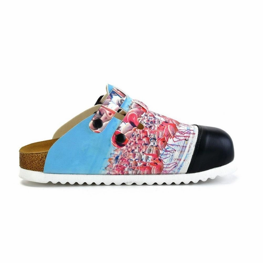 Black and White, Blue Storks Patterned Clogs - CAL1701 Buy High Heel Shoes