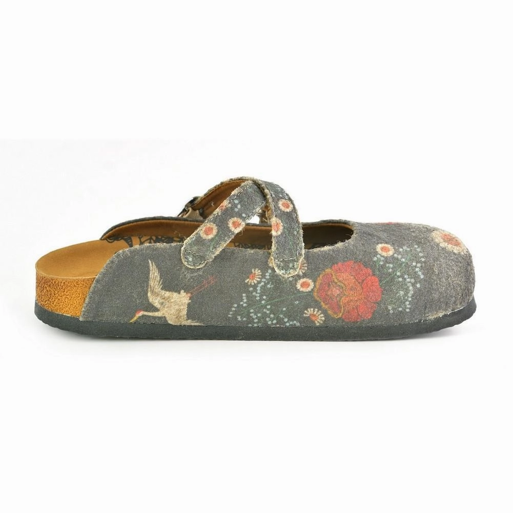 High Heel Stretch Red and White Flowers, Stork Patterned Clogs - CAL1201