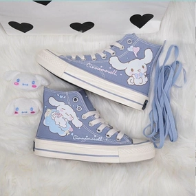 Blue Puppy Dog Painted High Tops Interview High Heels