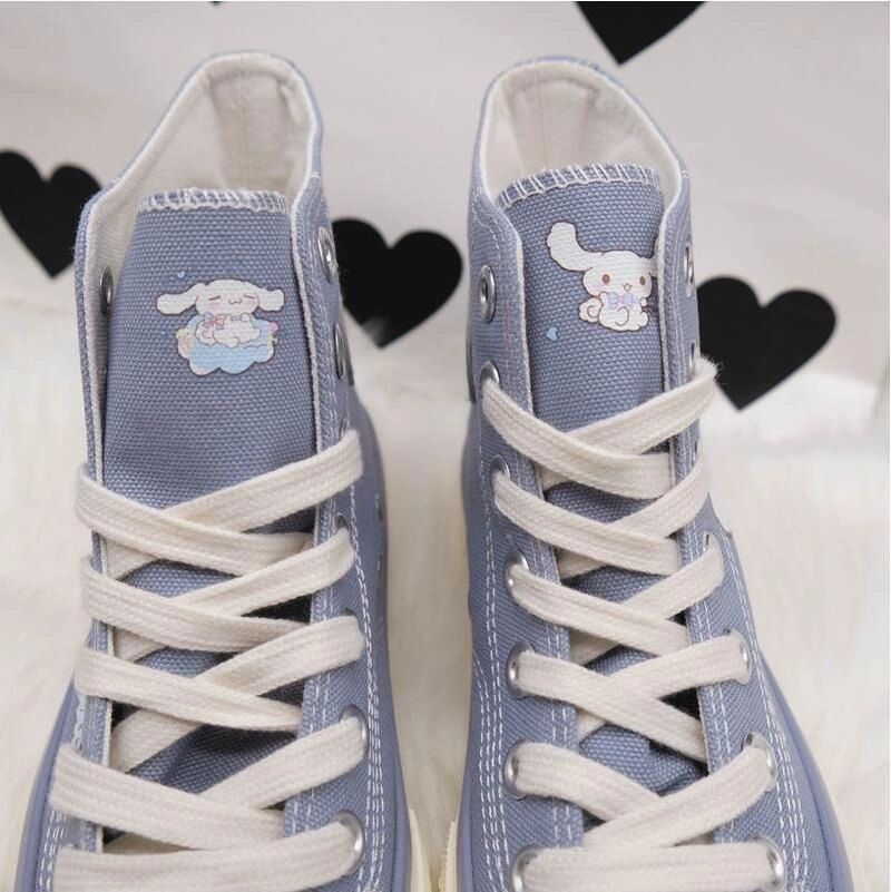 Blue Puppy Dog Painted High Tops High Heels Dangle