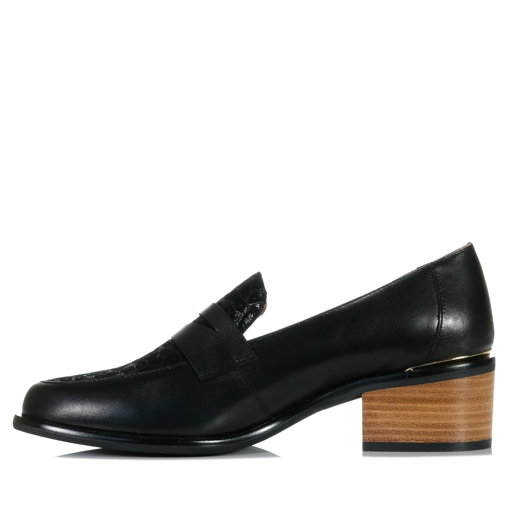 Bresley Stiller Black/Black Leopard Dockers Penny Loafers