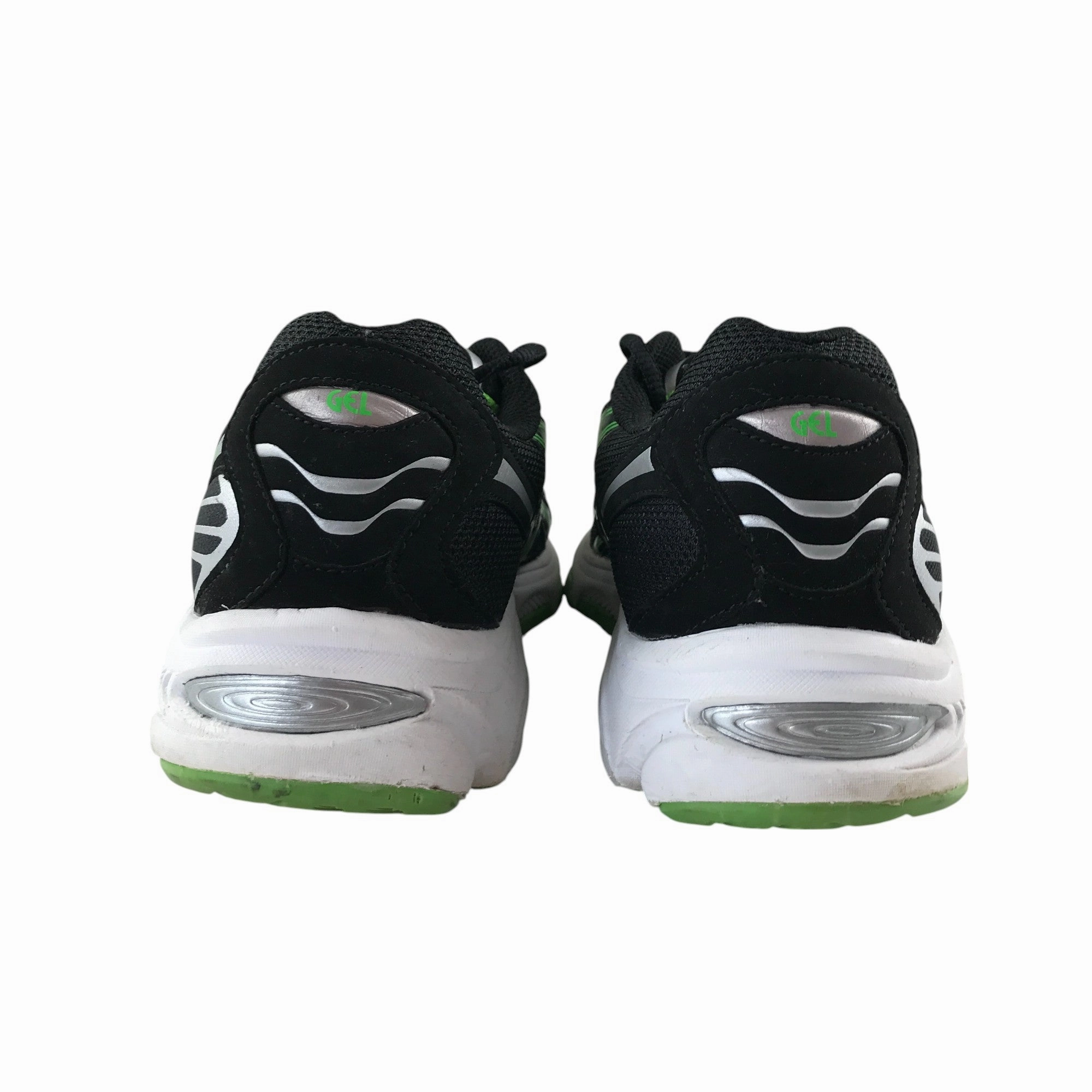 Asics Shoes Differences Asics trainers shoe size UK 10.5 black white soles and green detailing