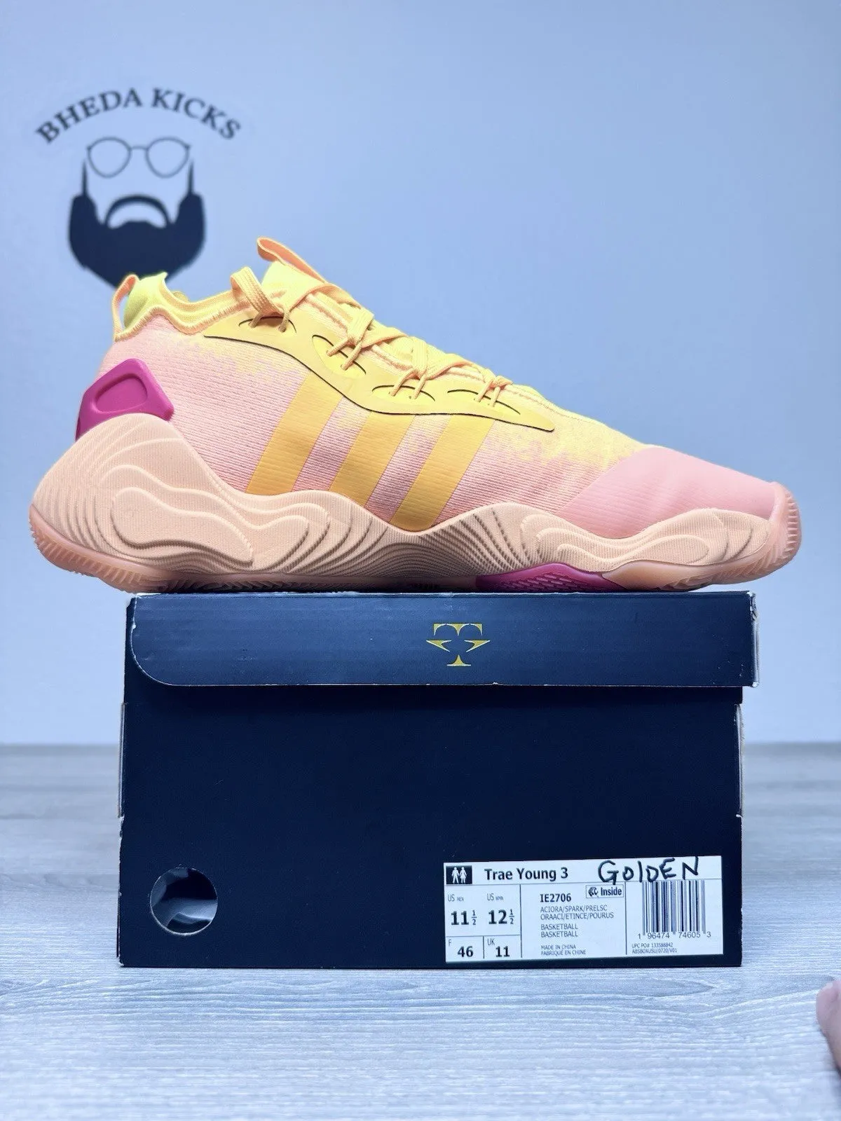 Size 11.5 - Adidas Men Acid Orange Red Yellow Basketball Trae Young IE2706 Goode Sneakers