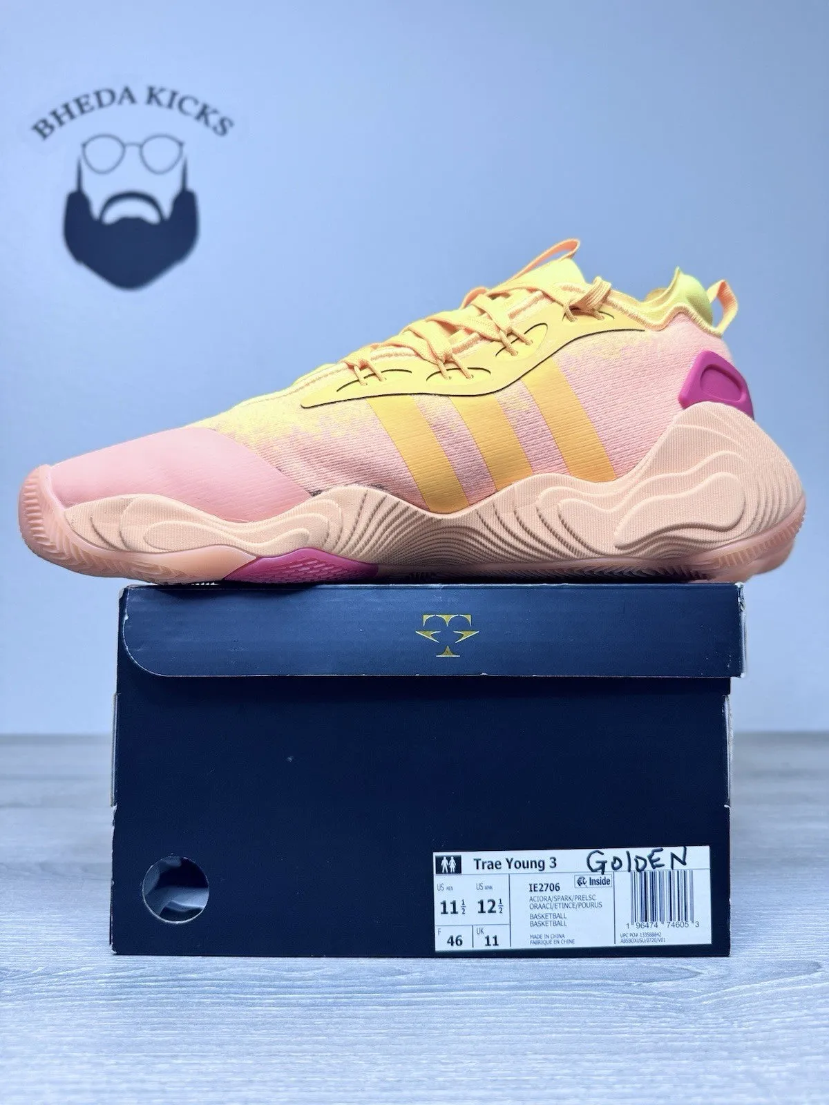 Secret Wedge Sneakers Size 11.5 - Adidas Men Acid Orange Red Yellow Basketball Trae Young IE2706