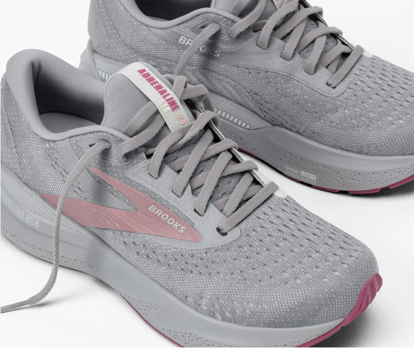 Brooks Womens Adrenaline GTS 24 Wide - Alloy/White/Zephyr (1204261D019) Good Running Shoes Arch Support