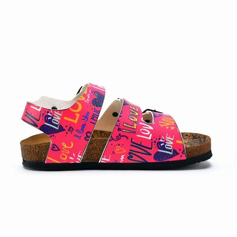 Pink, Yellow Color Hearts Pattern and Love Written Patterned Clogs - CAL1907 High Heels Pictures