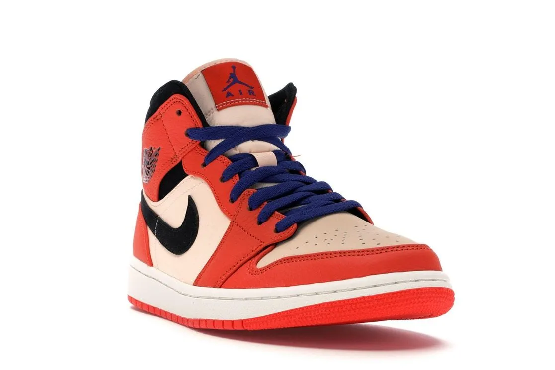 Men Air Jordan 1 Mid Team Orange Black Ankle Protection Shoes Badminton