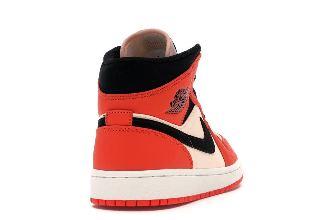 Men Air Jordan 1 Mid Team Orange Black Badminton Shoes For Hard Court