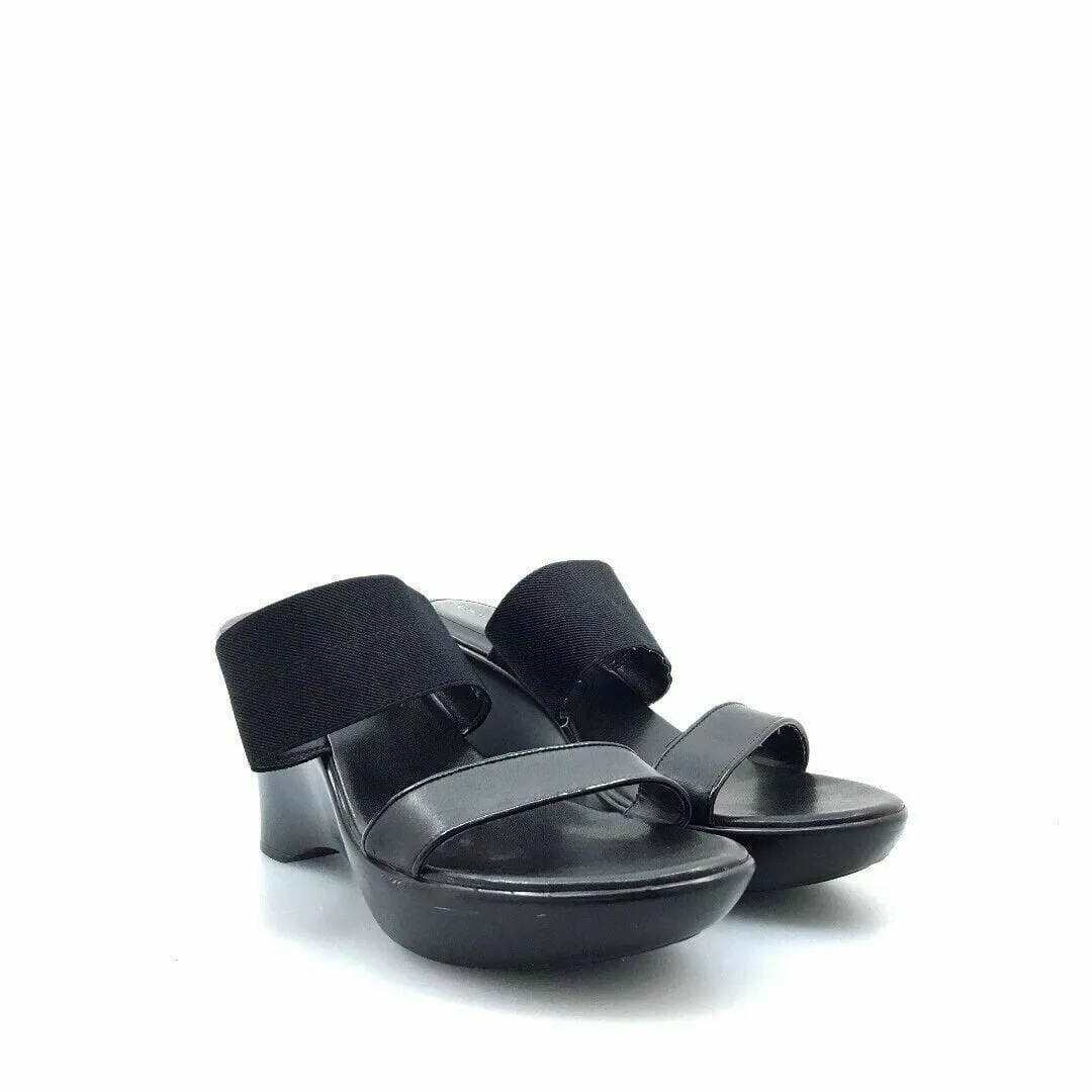 Tommy Hilfiger Womens Shoes 8M Alessa Black Wedge Sandals Most Comfortable Casual Walking Shoes