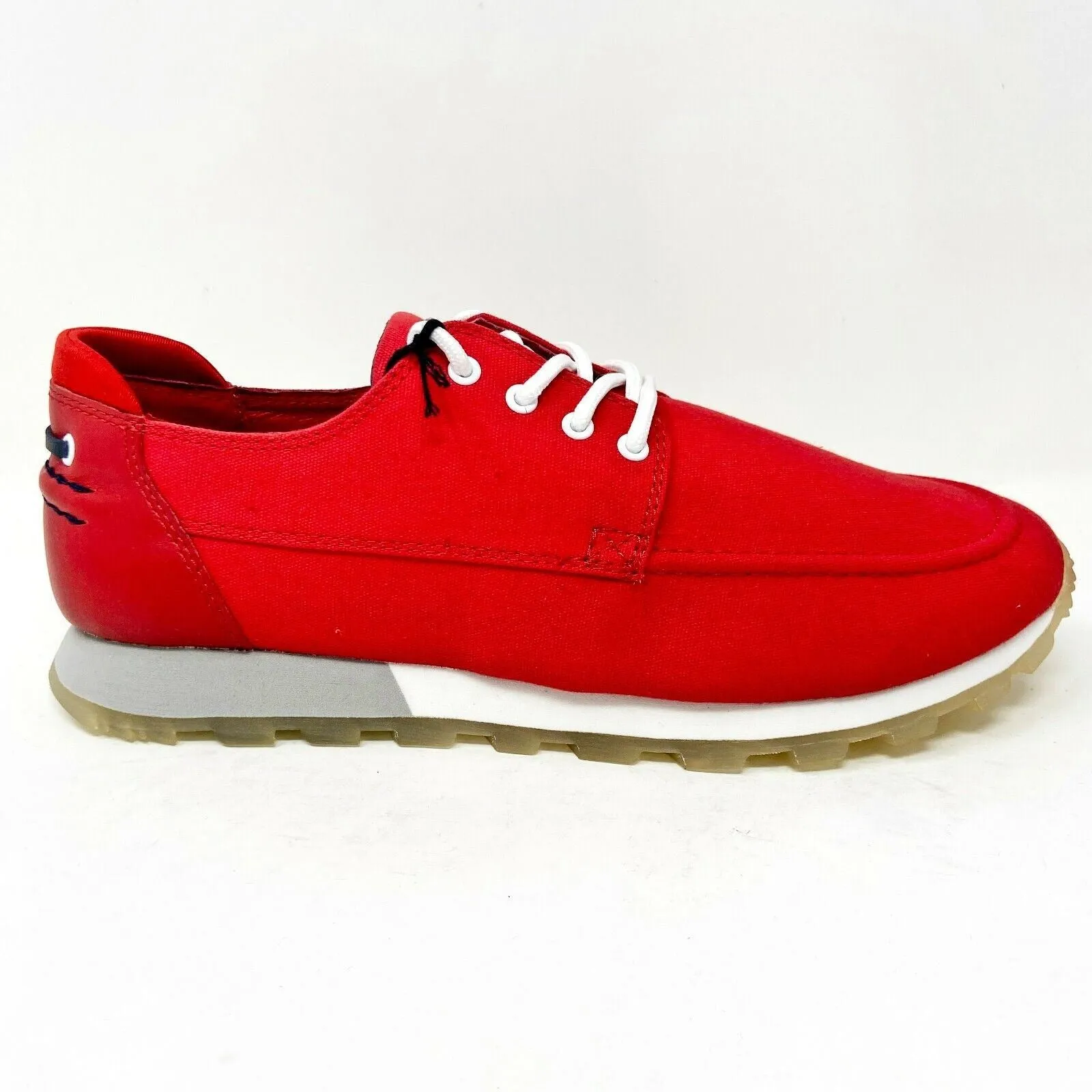 Zipper Casual Shoes Clae Desmond Ruby Canvas Red White Mens Premium Casual Shoes Sneakers
