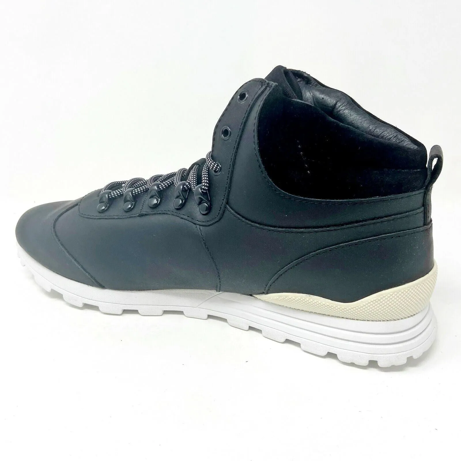 Clae Robinson Black Leather Mens Mid Top Premium Casual Shoes Sneakers Best Air Jordan Casual Shoes