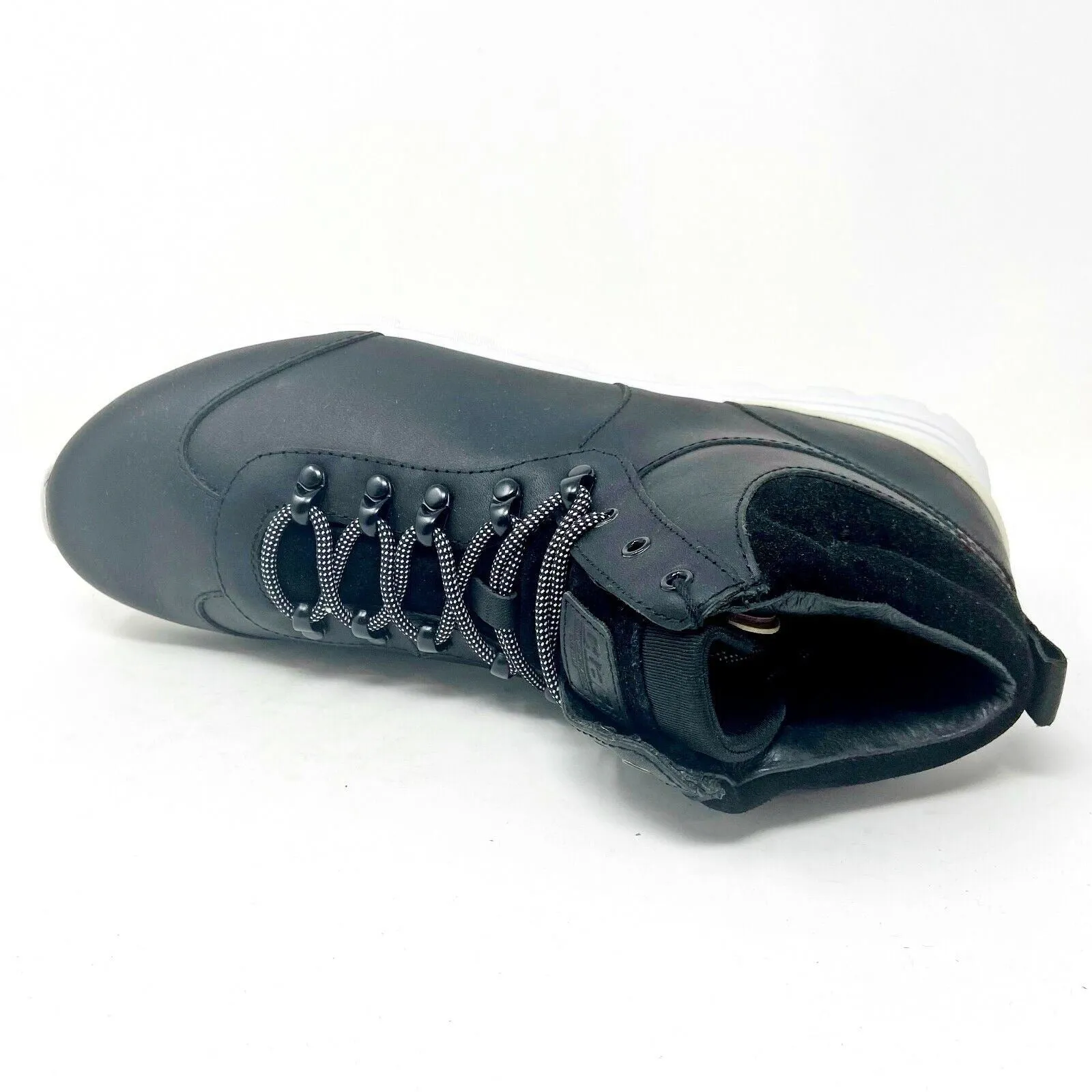 Clae Robinson Black Leather Mens Mid Top Premium Casual Shoes Sneakers Dockers Leather Dress Casual Oxford Shoe