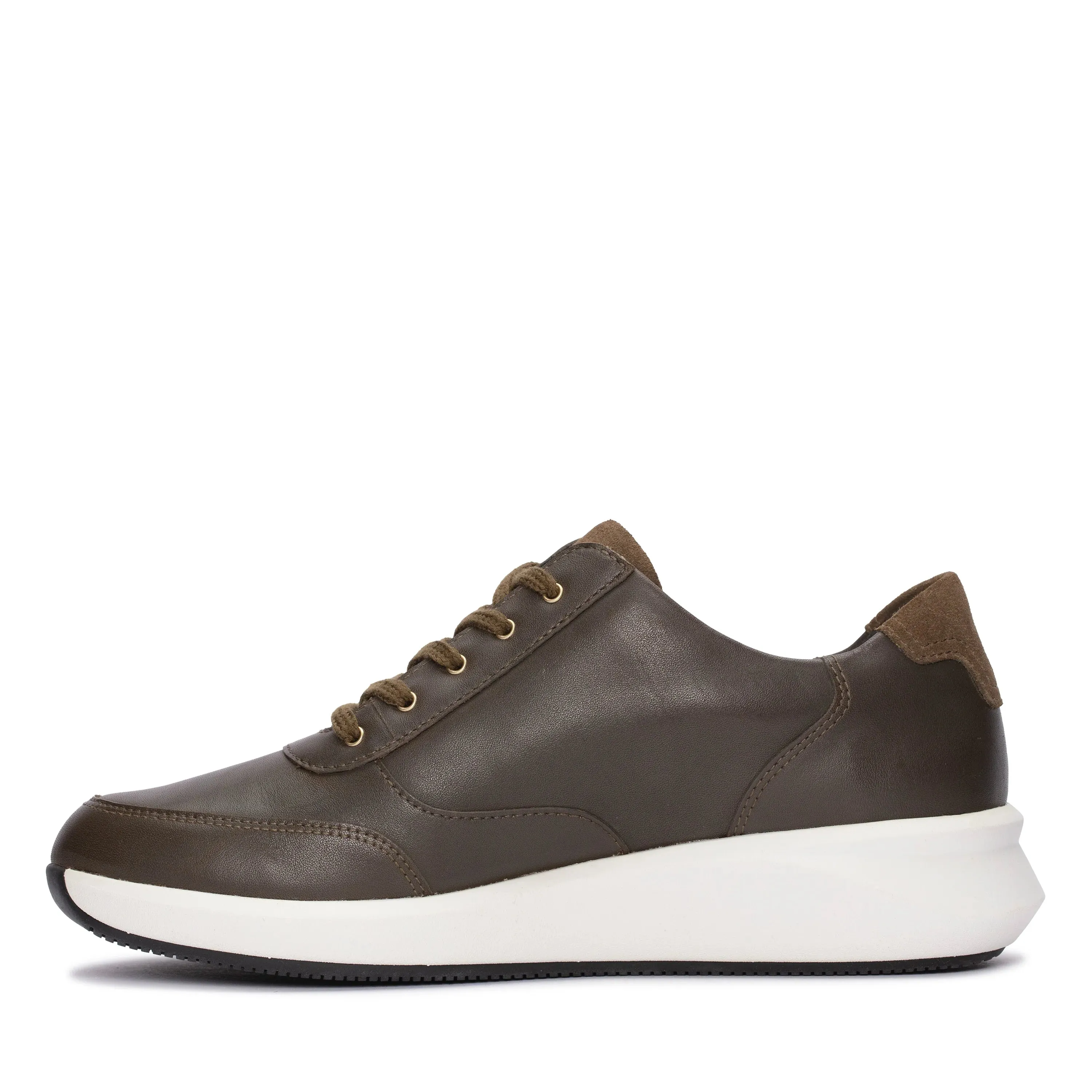 CLARKS | SNEAKERS | WOMEN | UN RIO ZIP DARK OLIVE LEATHER | GREEN Toe Box Sneakers