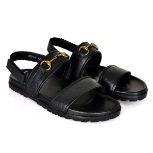 Barefoot House Slippers GC Horse Bit Gold Logo Sandals- Black