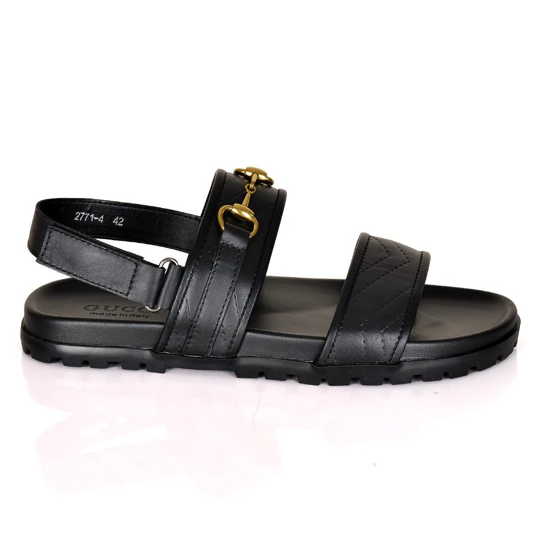 No Sweat Slippers GC Horse Bit Gold Logo Sandals- Black