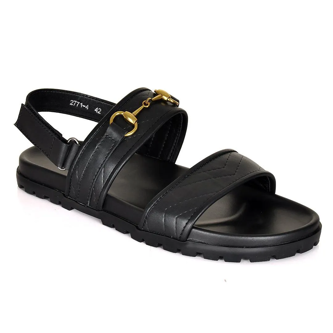 GC Horse Bit Gold Logo Sandals- Black Local Slippers