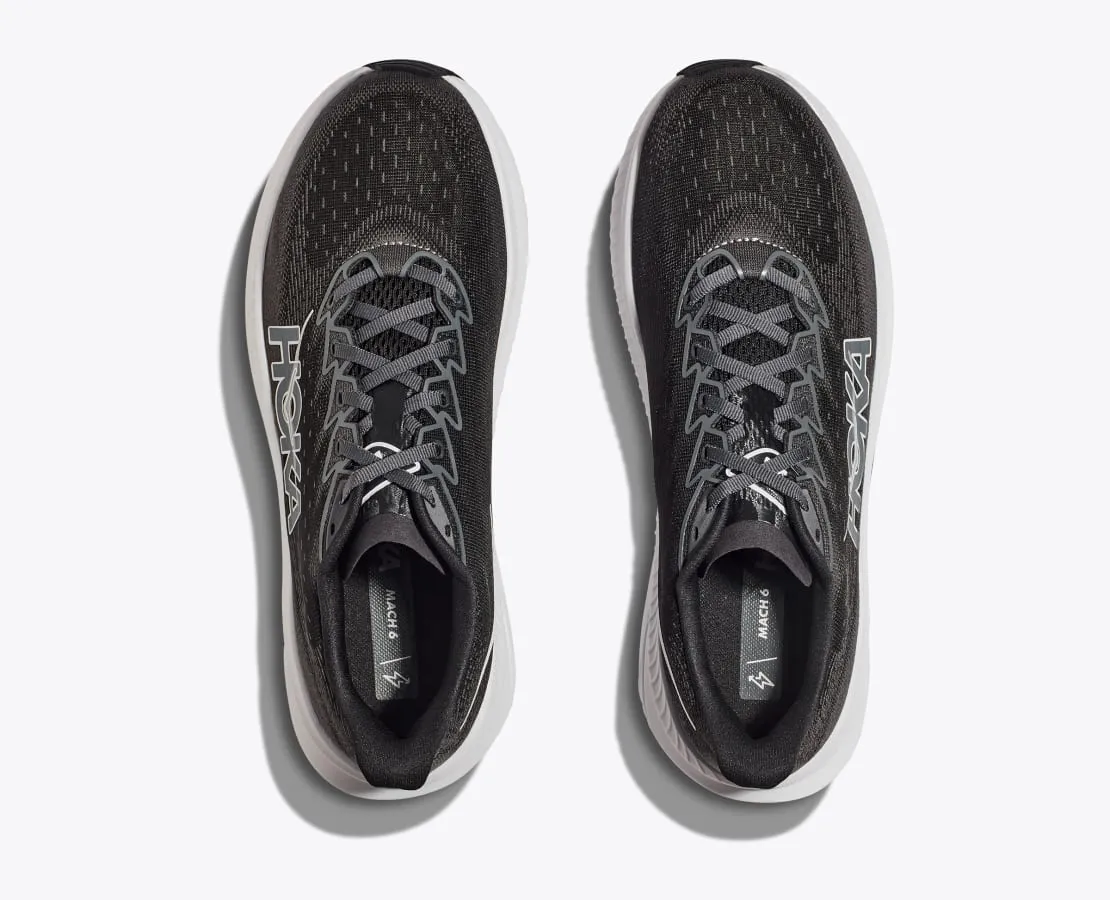 Men's HOKA Mach 6 Running Shoe in Black / White Prague