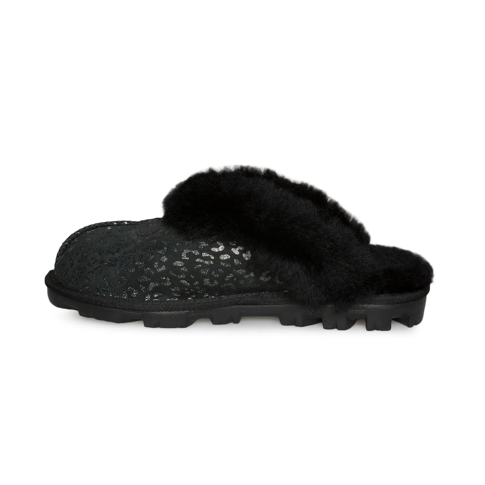 UGG Coquette Snow Leopard Black Slippers - Women's Lady Slippers Flower